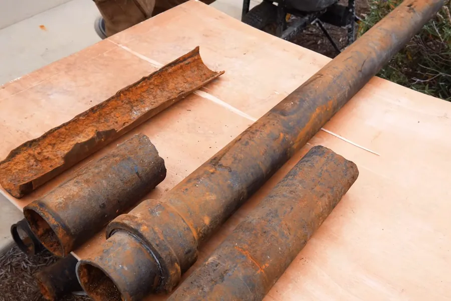 Corroded cast iron pipe section with heavy interior scale for Repiping in Fountain Valley, CA in Fountain Valley