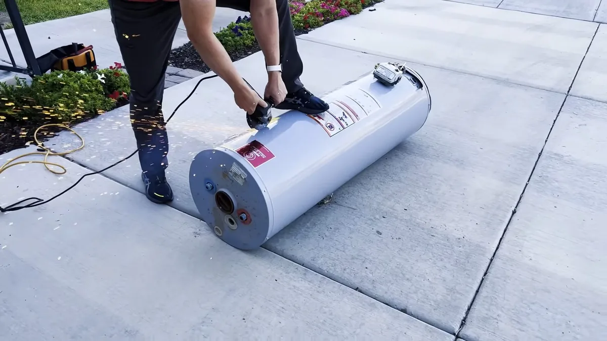 Residential water heater being installed with new connections for Plumber in Cypress, CA in Cypress