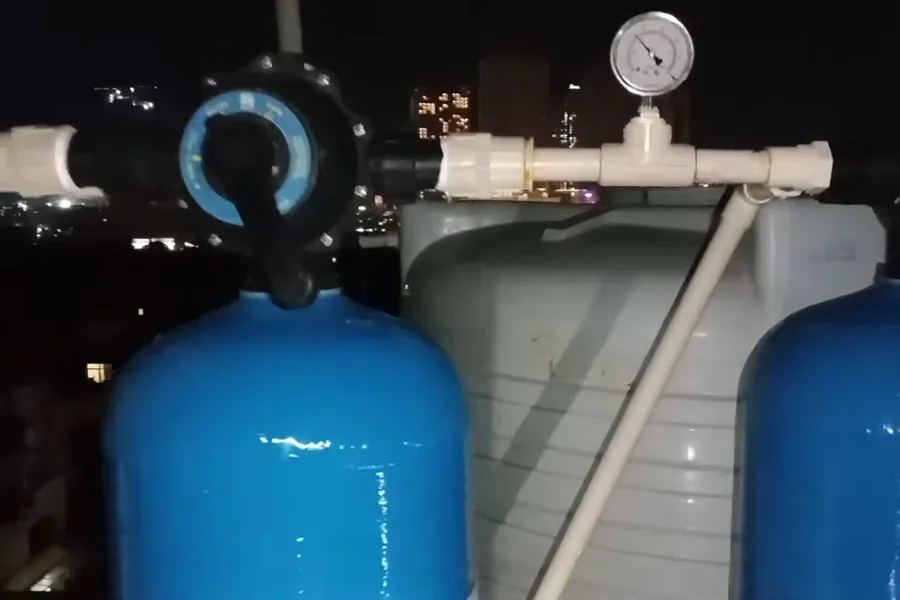 Whole-home water softener system being installed for Water Softener & Filtration in Fountain Valley, CA in Fountain Valley near the service area.